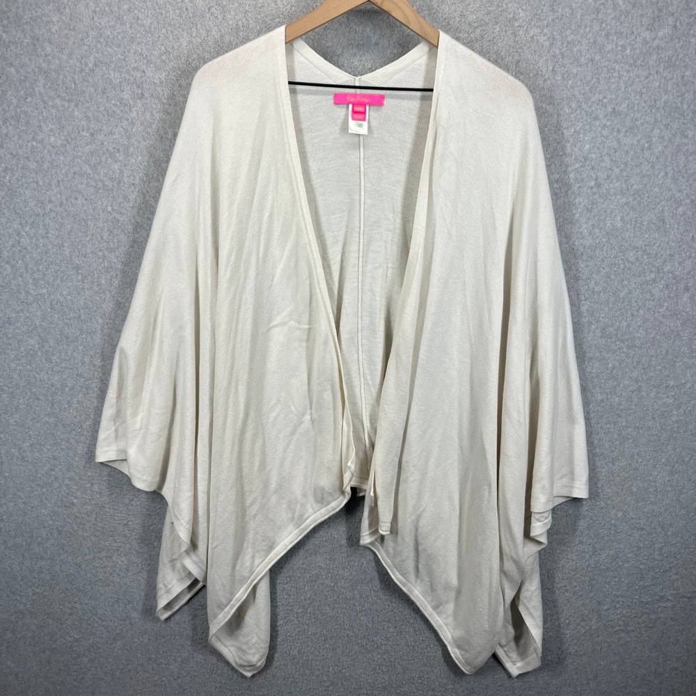 Lilly Pulitzer Wrap Cardigan Women OS White Cashmere Blend Open Front Drape EUC
